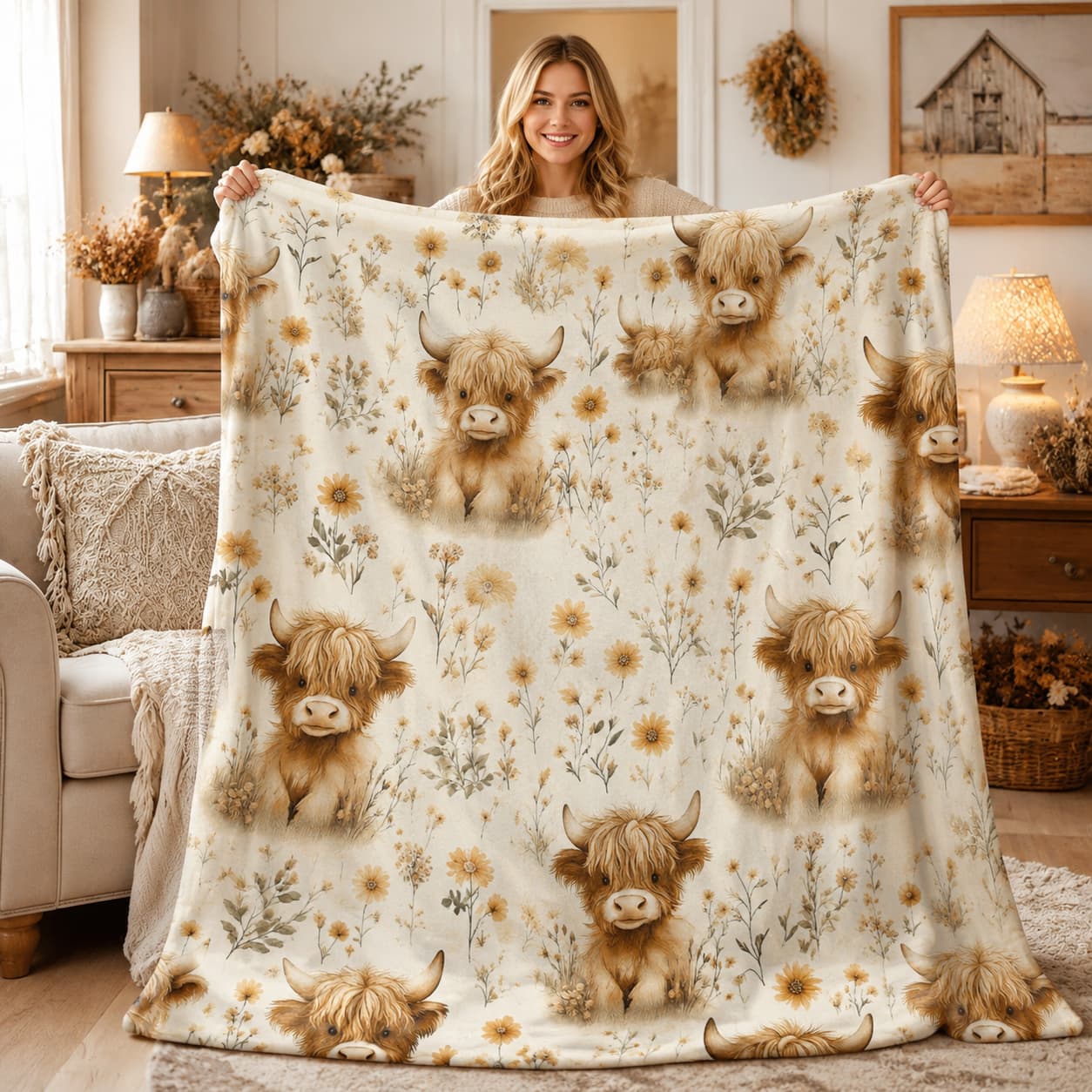 Highland Home Textiles - 1 pièce, Couverture en polaire douce